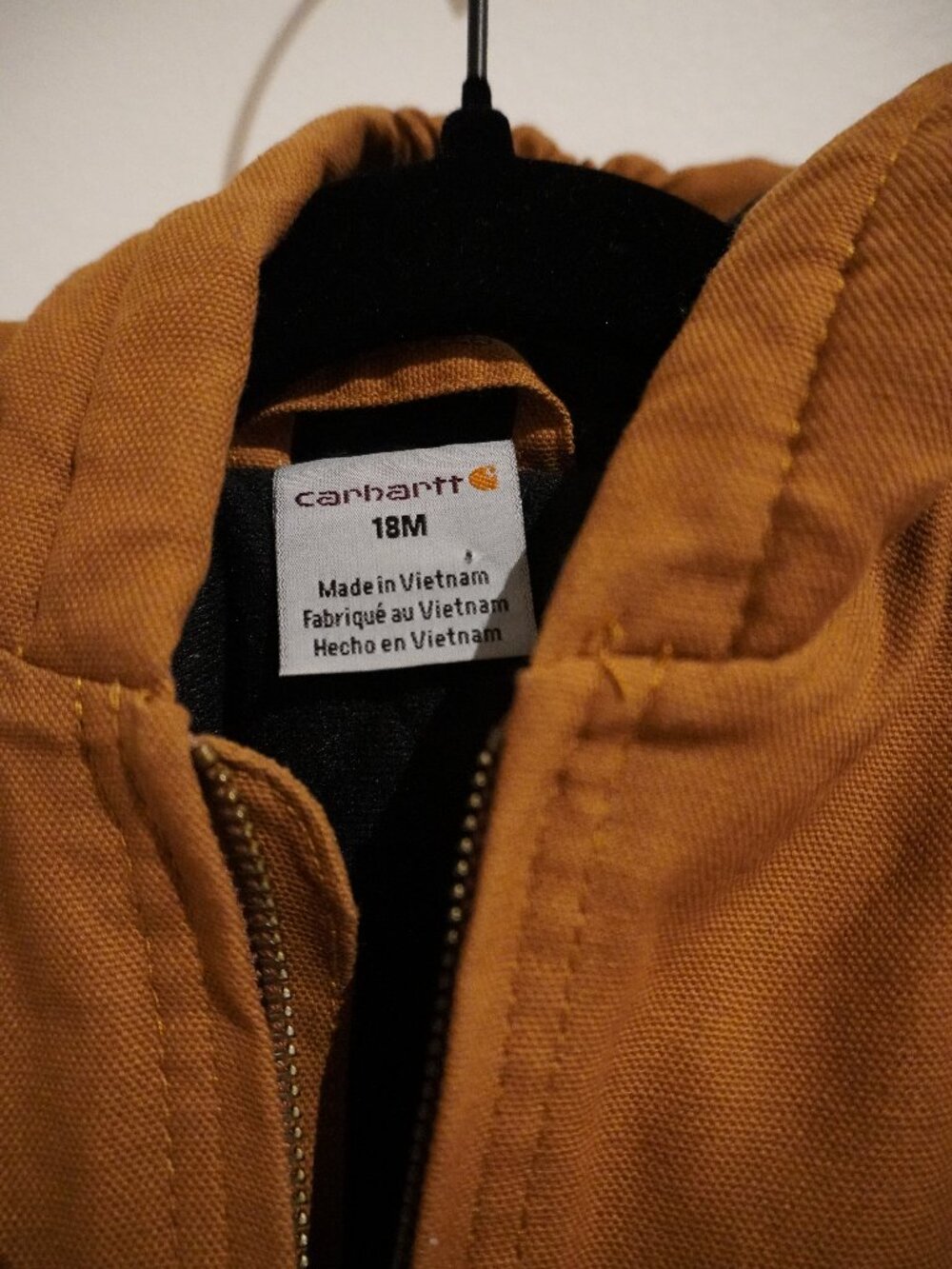 Carhartt Infant 18M Canvas Insulated Hooded Full Zip Hoodie Active Jacket Brown - Picture 6 of 7